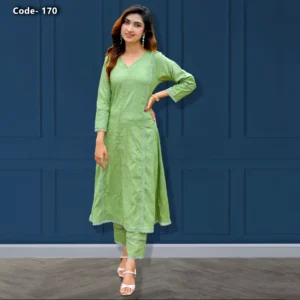 Women’s Light Green Mixed Cotton Embossed Print Co-ord Set – Comfortable Office Wear